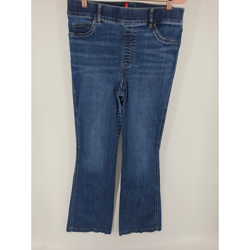 Spanx Flare Jeans Medium Wash Pull On Stretch Denim XL 20327R